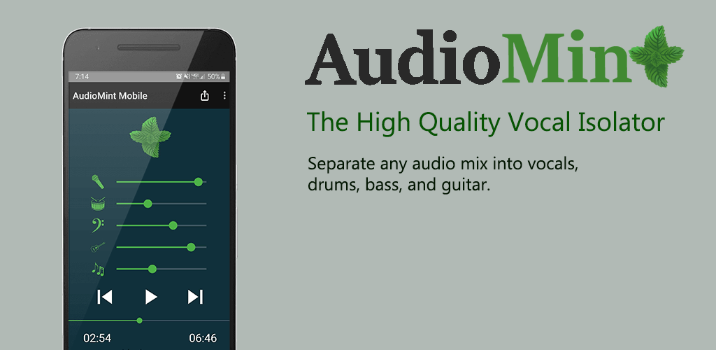 Promotional image for the AudioMInt Mobile vocal remover app